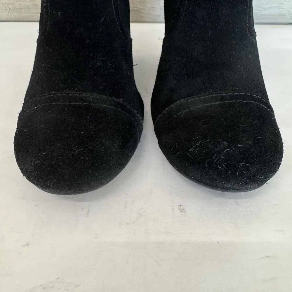 Tory Burch Adrienne Black Suede Wedge Heel Chelsea Ankle‎ Boot Women 6 M Chic